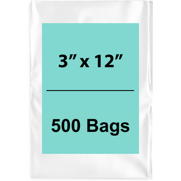 3X12 inches Clear Flat Poly Bags 2Mil Open Top (LDPE)